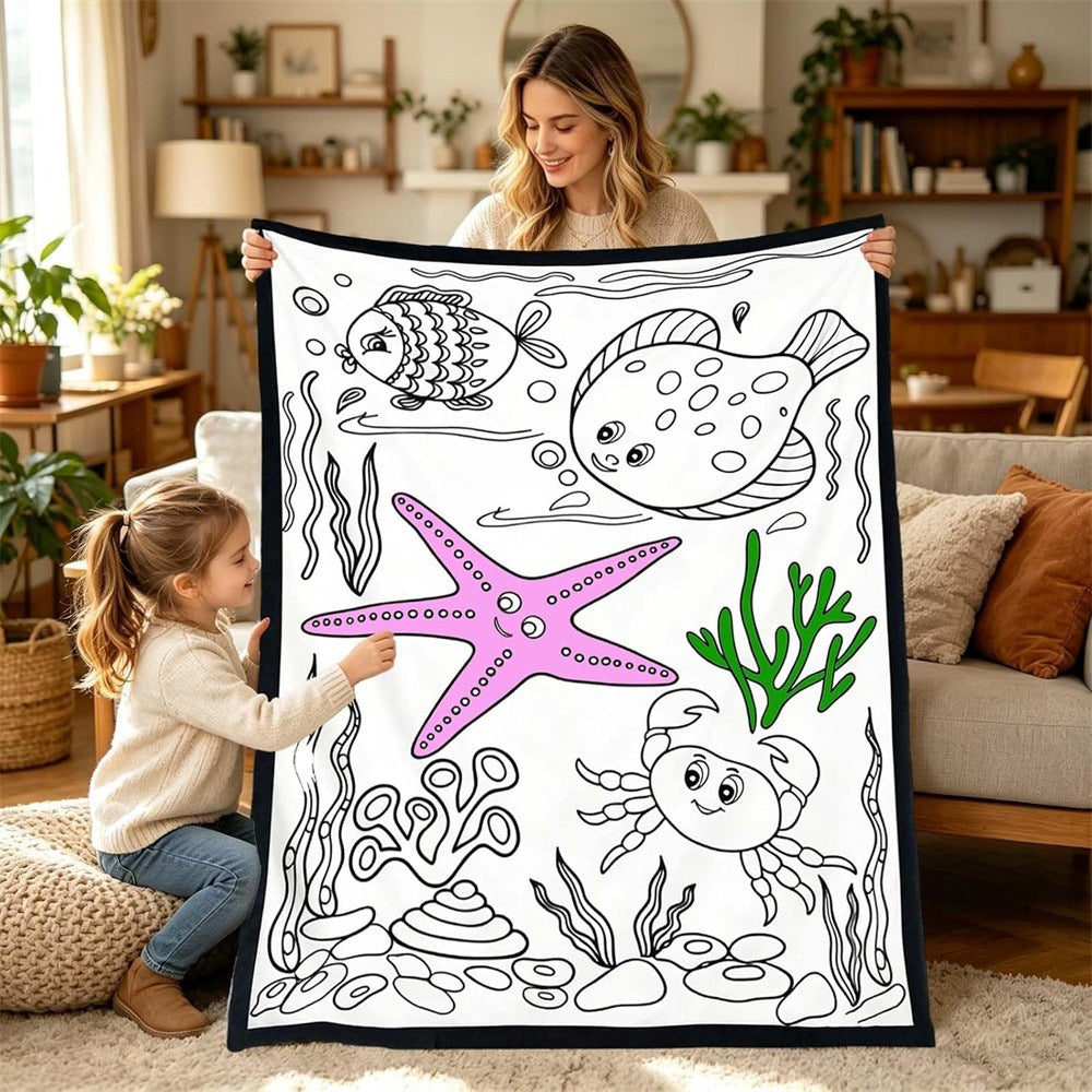 Black and white line-drawn graffiti rug