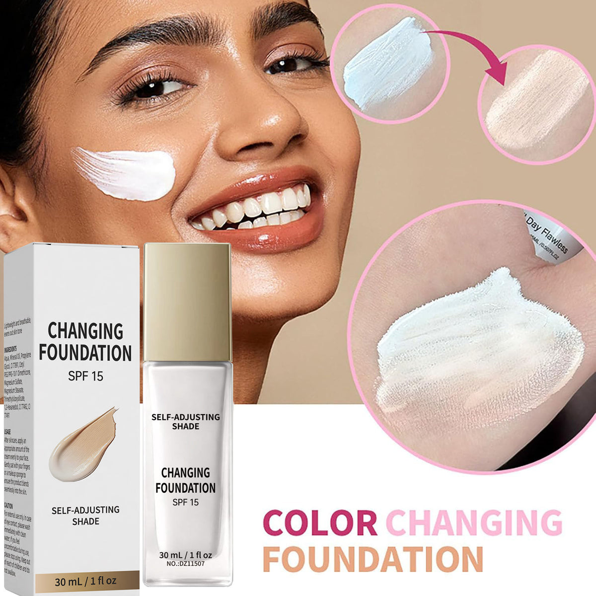 Color Changing Long Lasting Hydrating Liquid Foundation Natural Finish Makeup Base