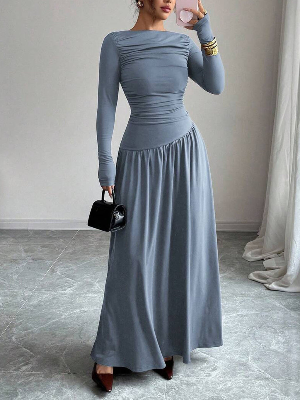 Elegant One-Shoulder Ruffled Dress