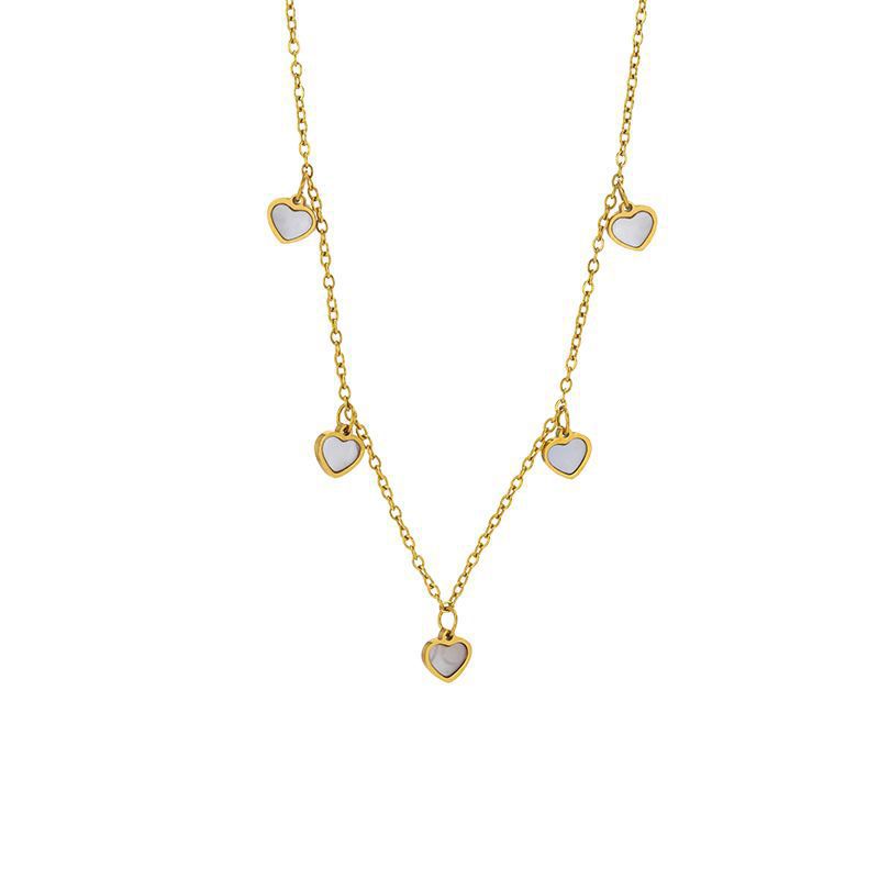 Mother-of-Pearl Heart Necklace with Adjustable Chain