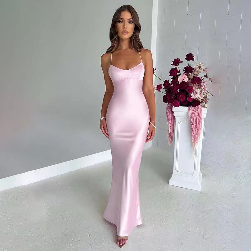 Satin Backless Evening Dress