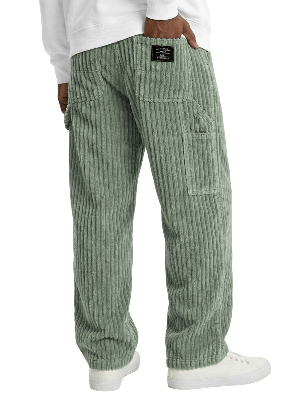 Denim straight-fit casual pants