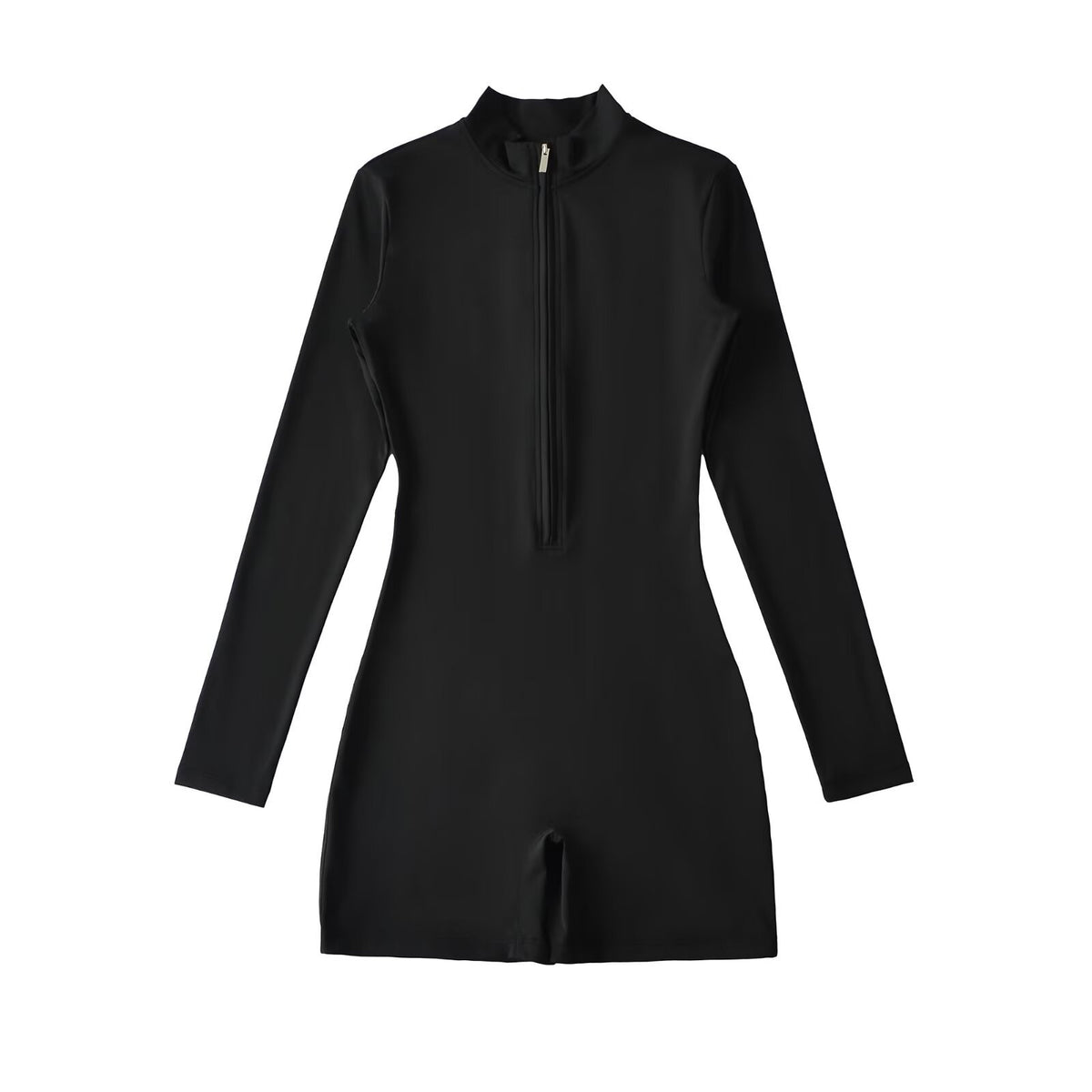 Zip-Up Long-Sleeve Fitness Jumpsuit