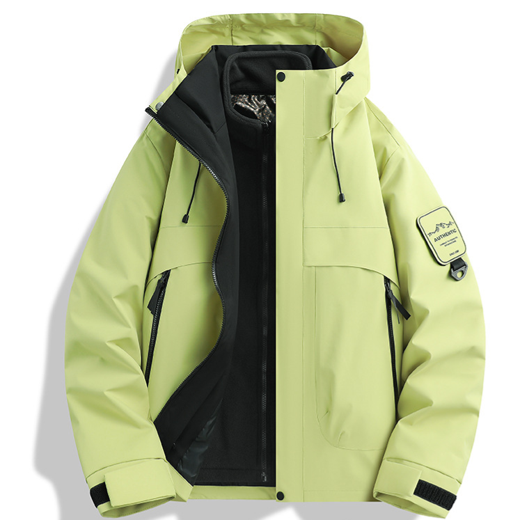 Unisex Hooded 3-in-1 Waterproof Fleece Lined Ski Hiking Jacket