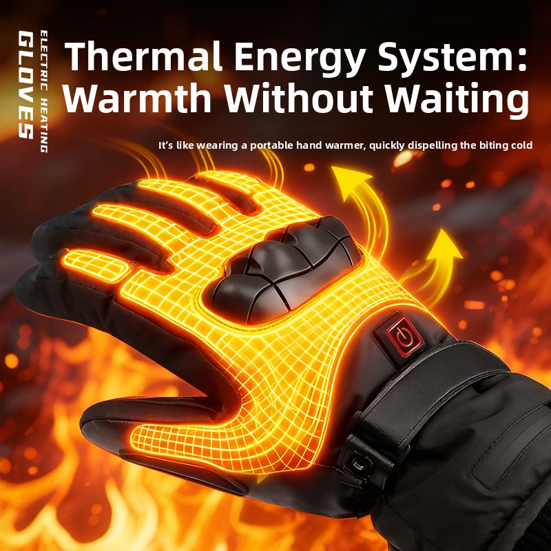 Rechargeable 7.4V Electric Heated Gloves Windproof Thermal Cycling Skiing Winter Outdoor Sport Gloves