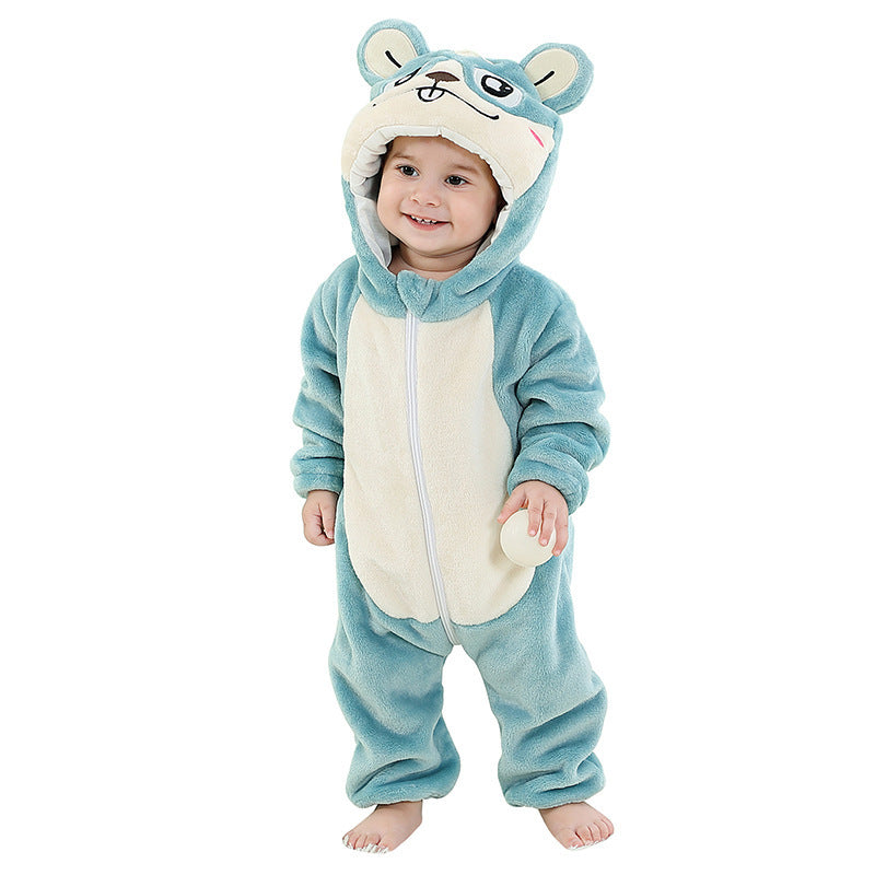 Animal Print Flannel Baby Jumpsuit