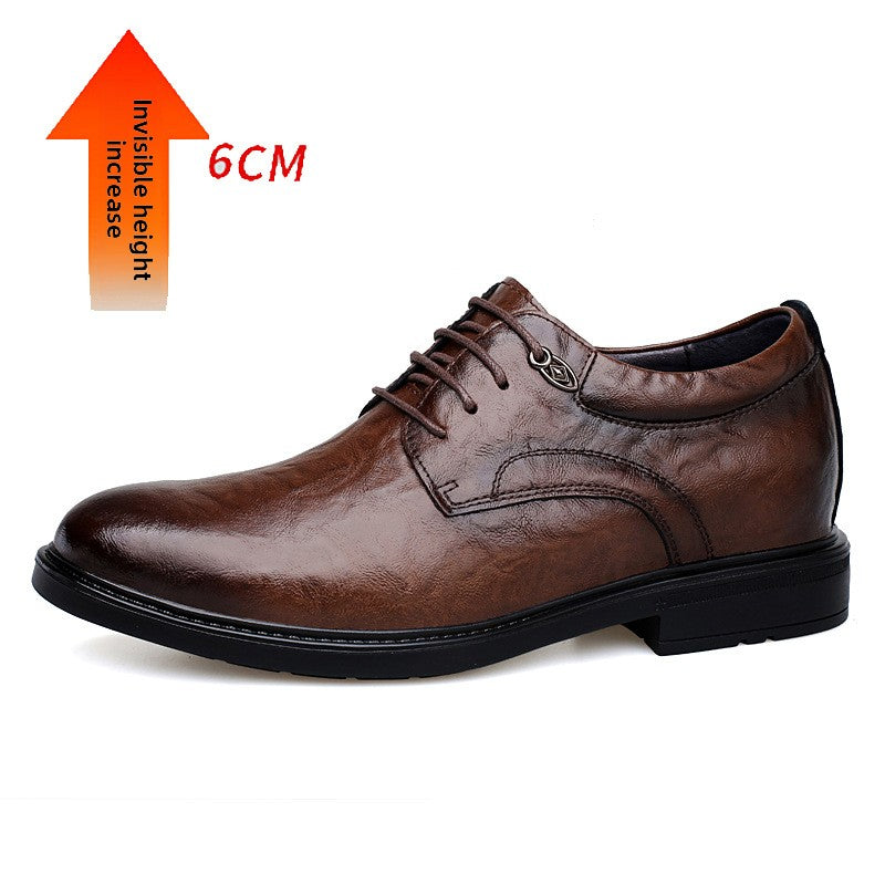Mens Height Increase Leather Shoes Business Casual