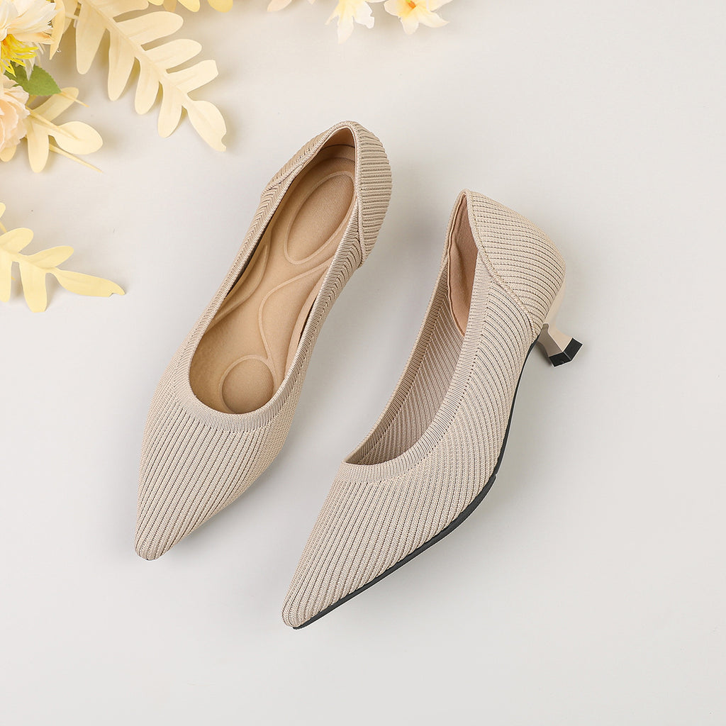 Womens Knitted Stiletto Pointed Toe Heels