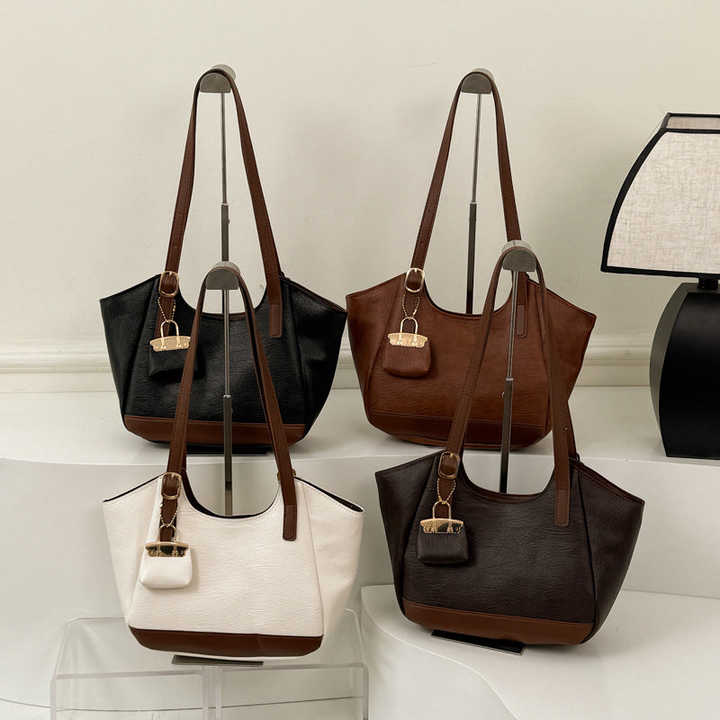 Large-Capacity PU Leather Tote Bag, Stylish Commuter Shoulder Bag for Women