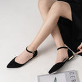Women Pointed Toe Flat Shoes Suede Ankle Strap