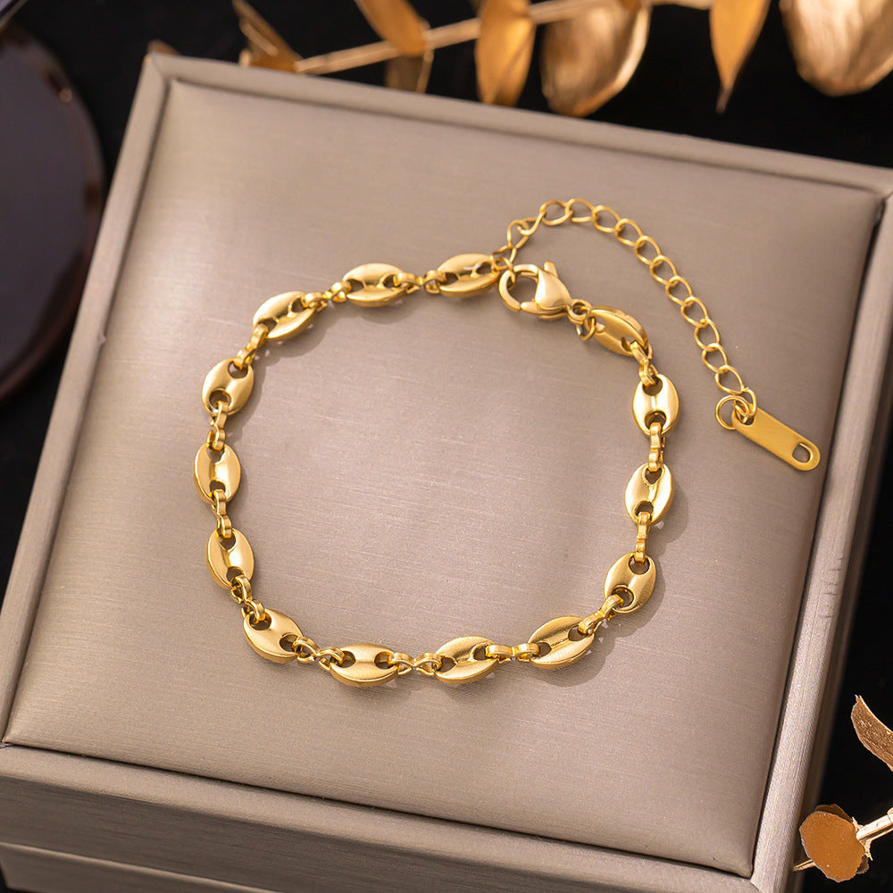 Women's Titanium Steel Inlaid Charm Bracelet Versatile Fashion Jewelry
