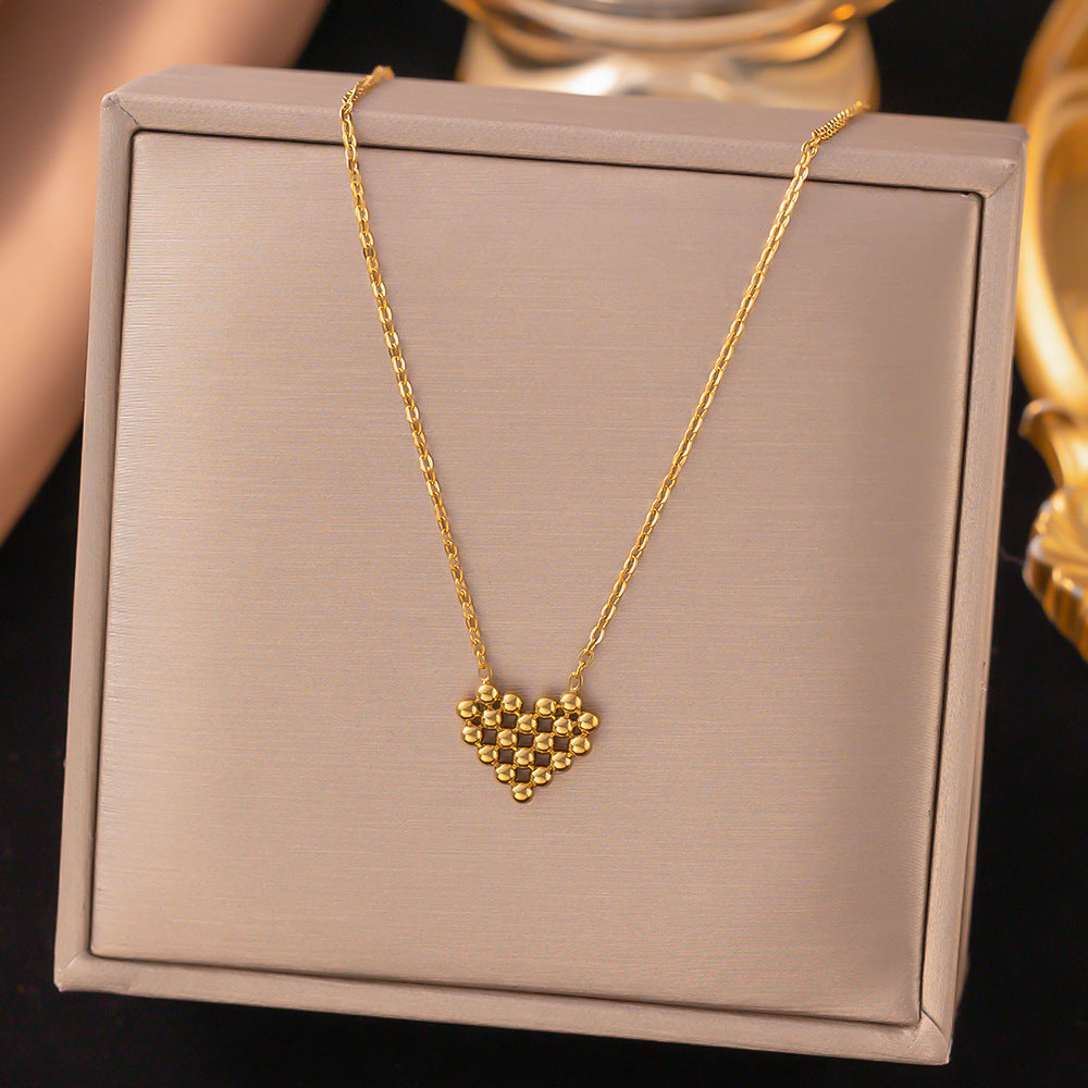 Titanium Steel Heart-Shaped Necklace for Women Fashion Heart Pendant Necklace
