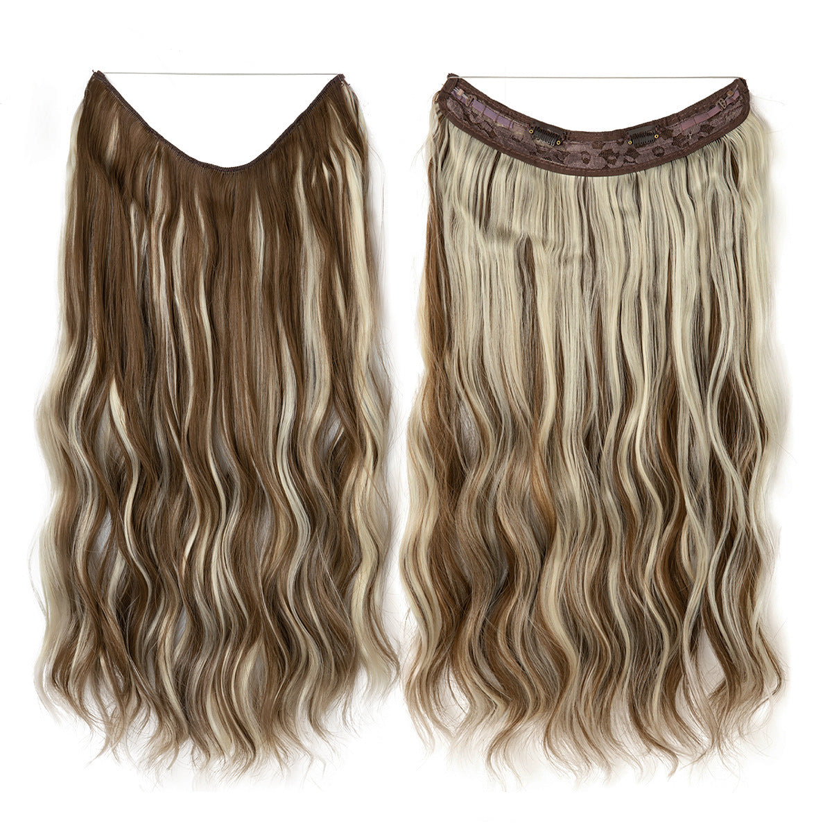 Synthetic Hair Extensions Long Wavy Clip-in