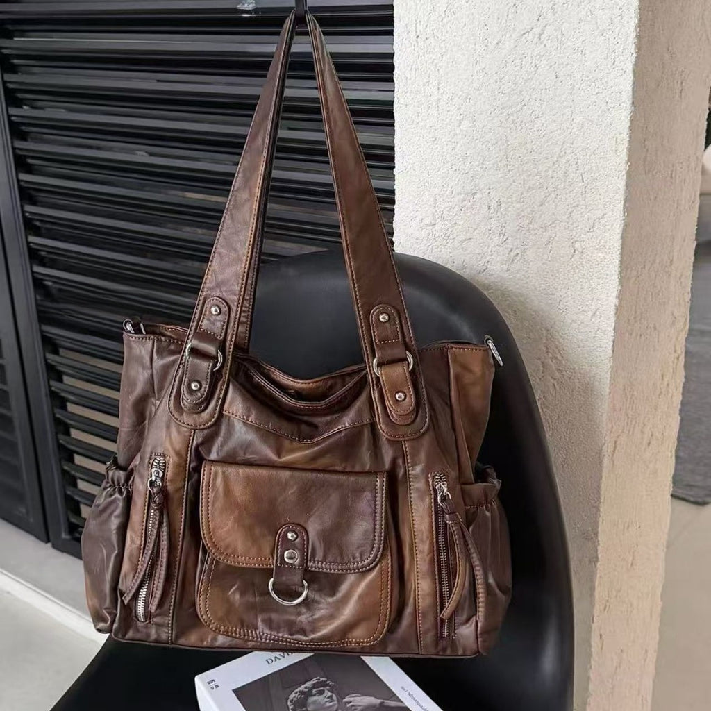 Vintage Washed Single Shoulder Tote Bag
