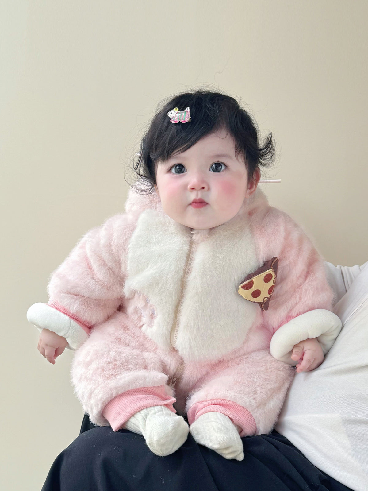 Fleece-Lined Baby Romper with Animal Design
