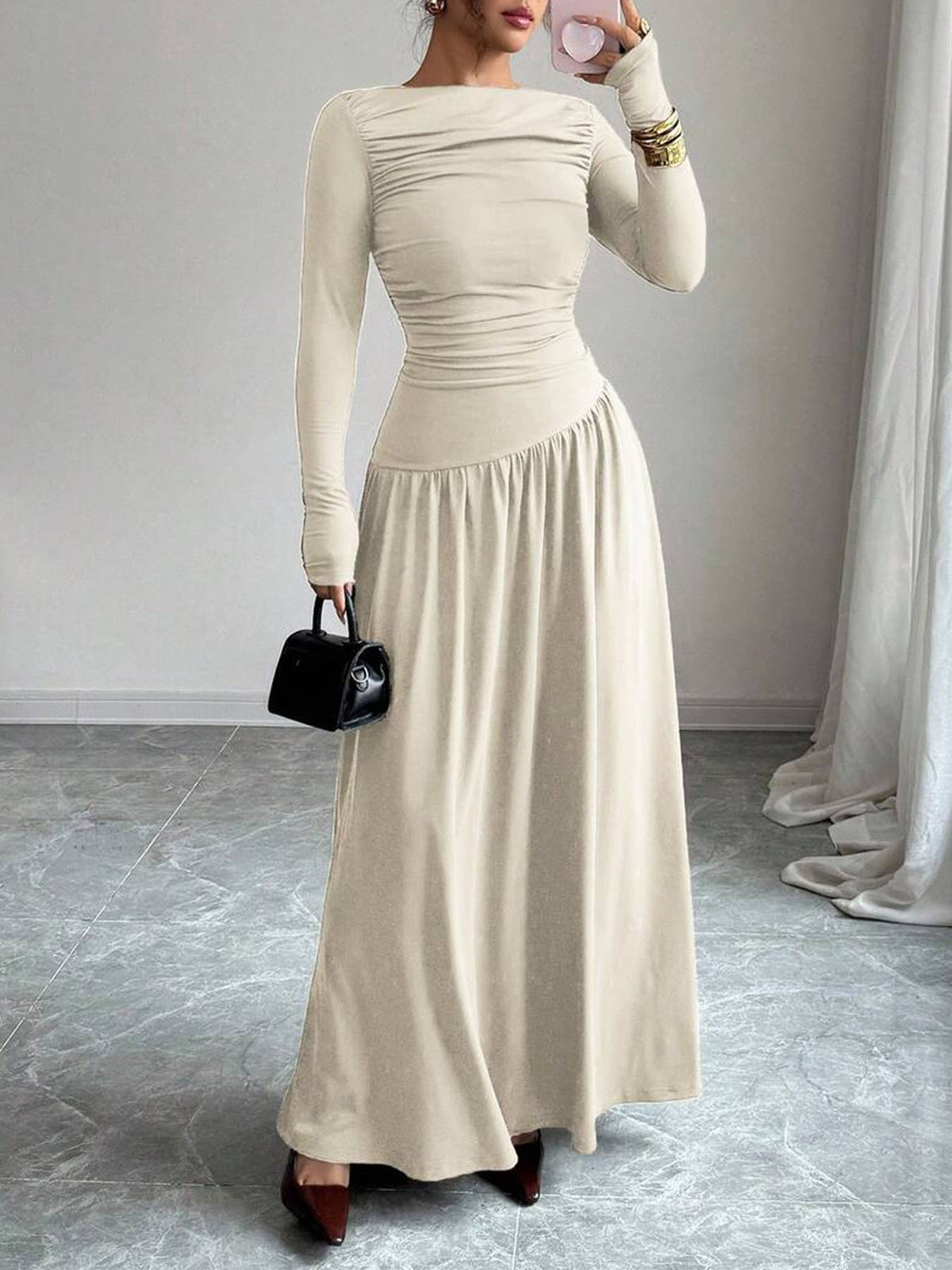 Elegant One-Shoulder Ruffled Dress