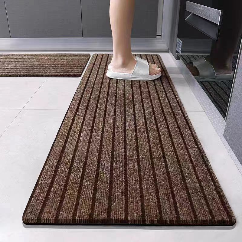 Modern Striped Crystal Velvet Non-Slip Entrance Mat