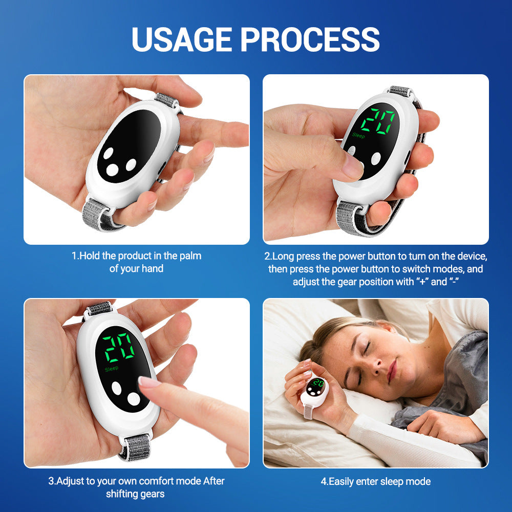 Dual-Mode Screen Display Microcurrent 20-Level Adjustable Sleep Aid Device with Wristband