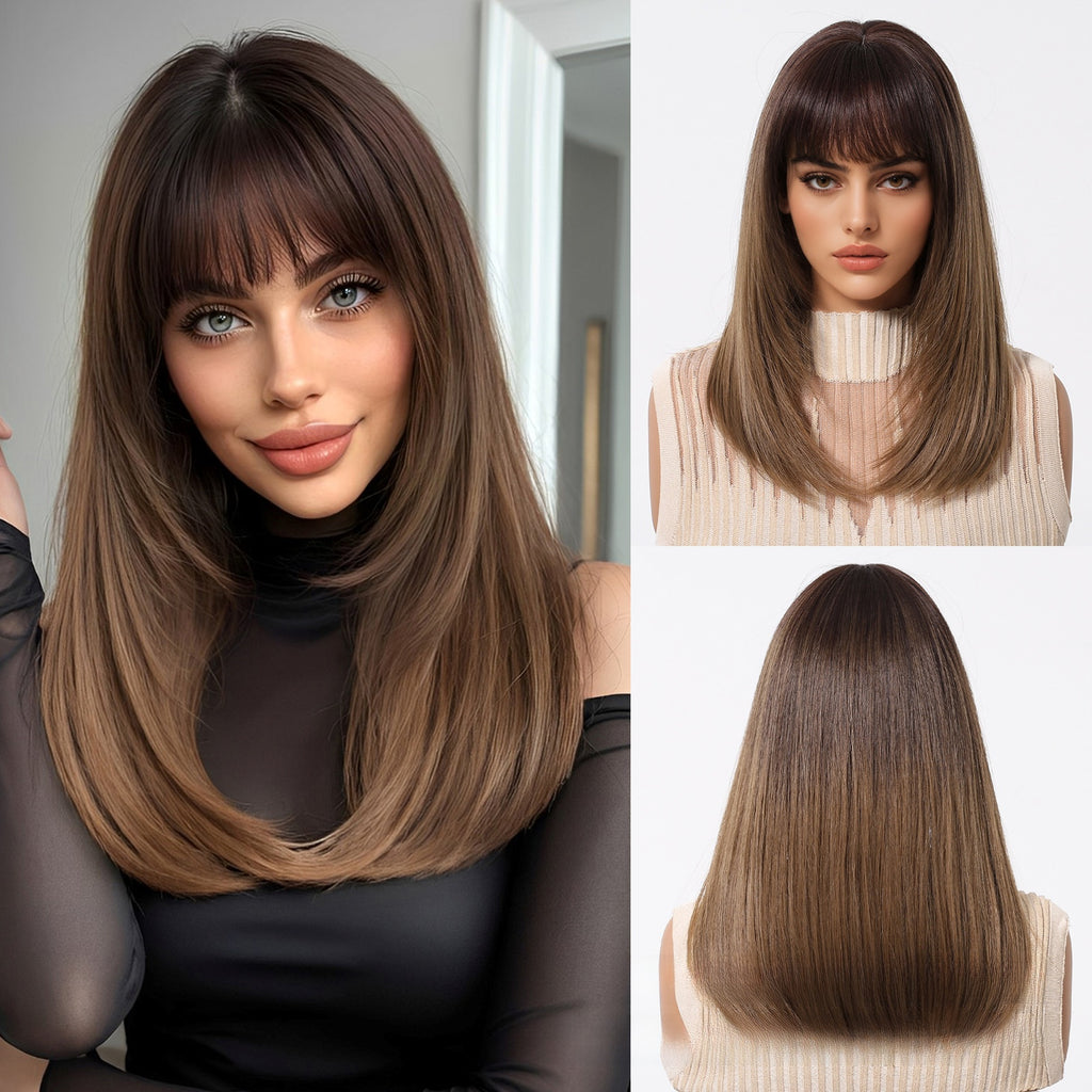 Short Straight Hair Wig with Bangs