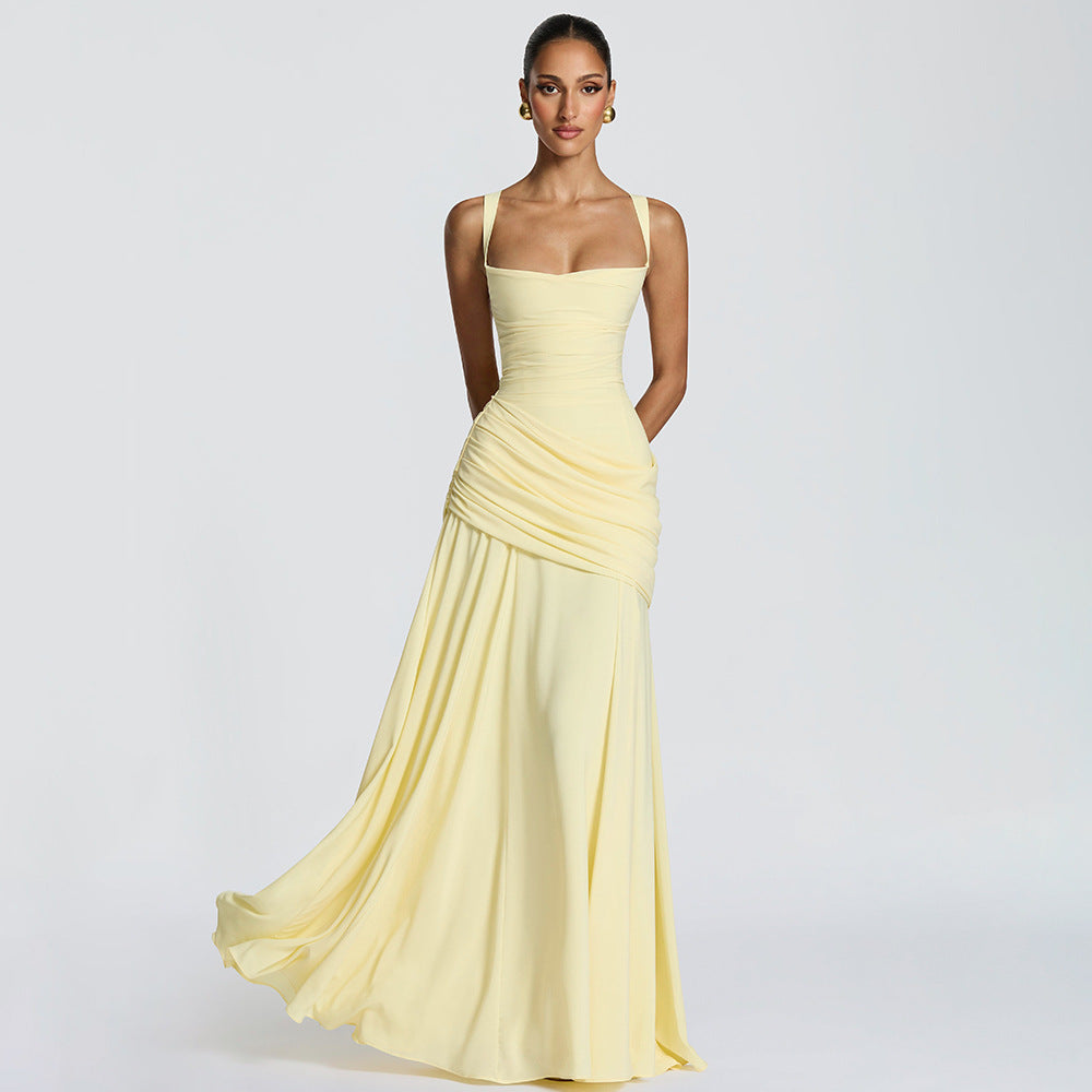 Elegant Square Neck Bodycon Strap Dress