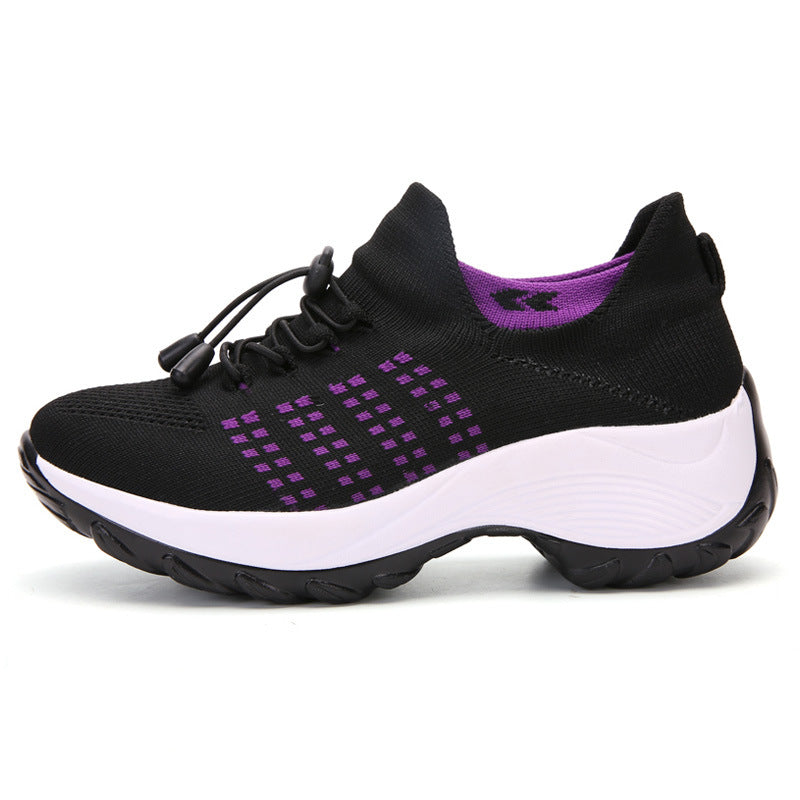 Womens Wedge Heeled Casual Sports Shoes