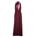 Womens Backless Deep V Halter Neck Pleated Dress