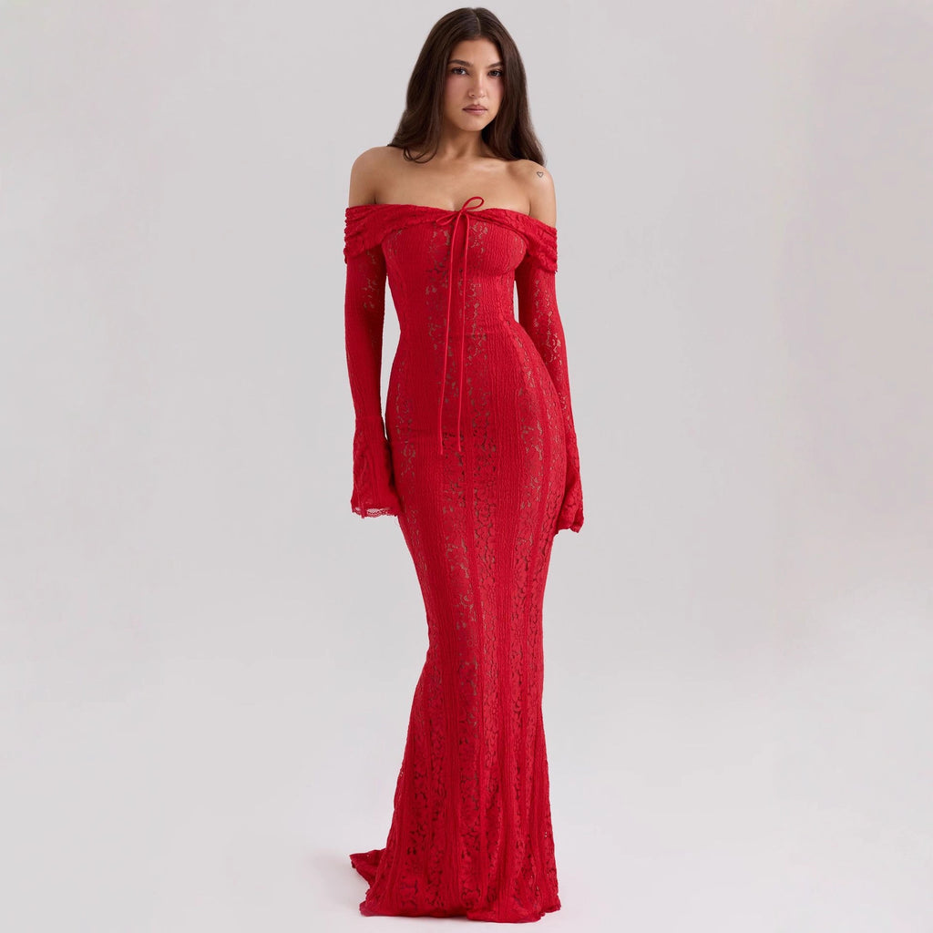 Off-shoulder Lace Bodycon Evening Gown