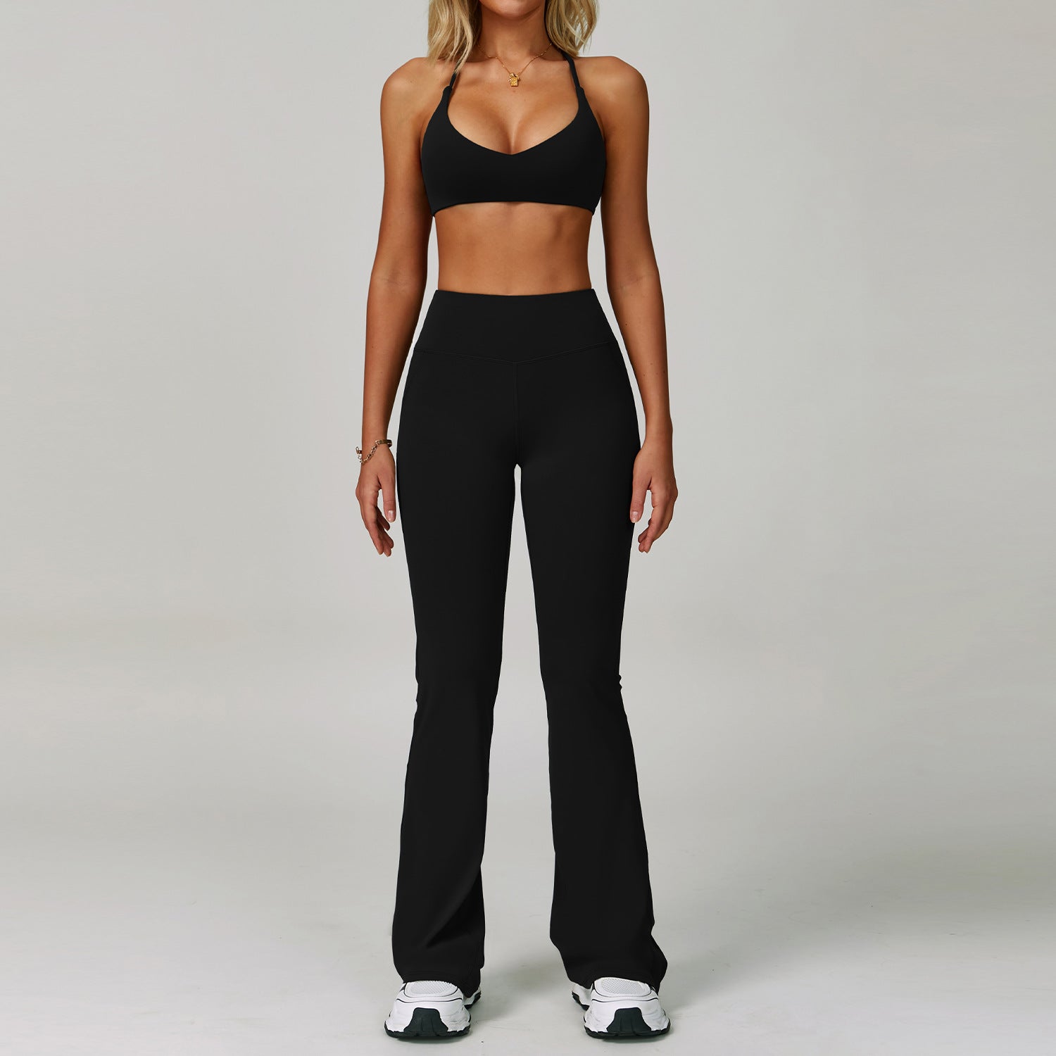 Womens Backless Yoga Fitness Set High-Intensity Sportswear