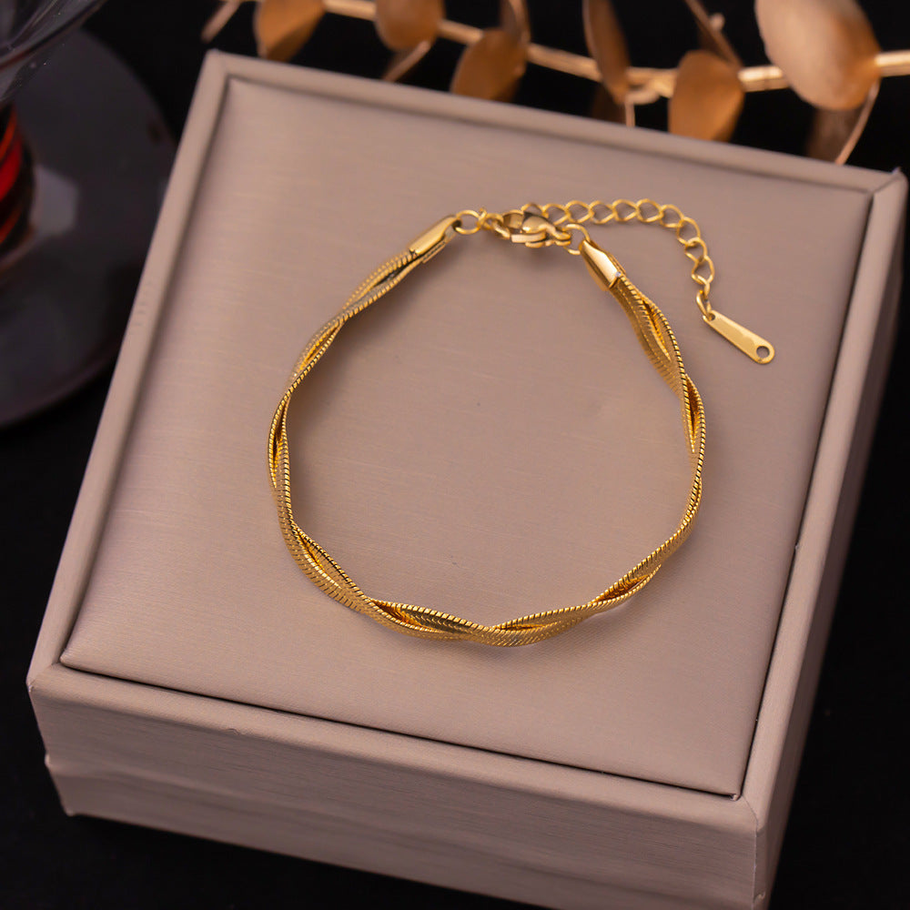 Women's Titanium Steel Inlaid Charm Bracelet Versatile Fashion Jewelry