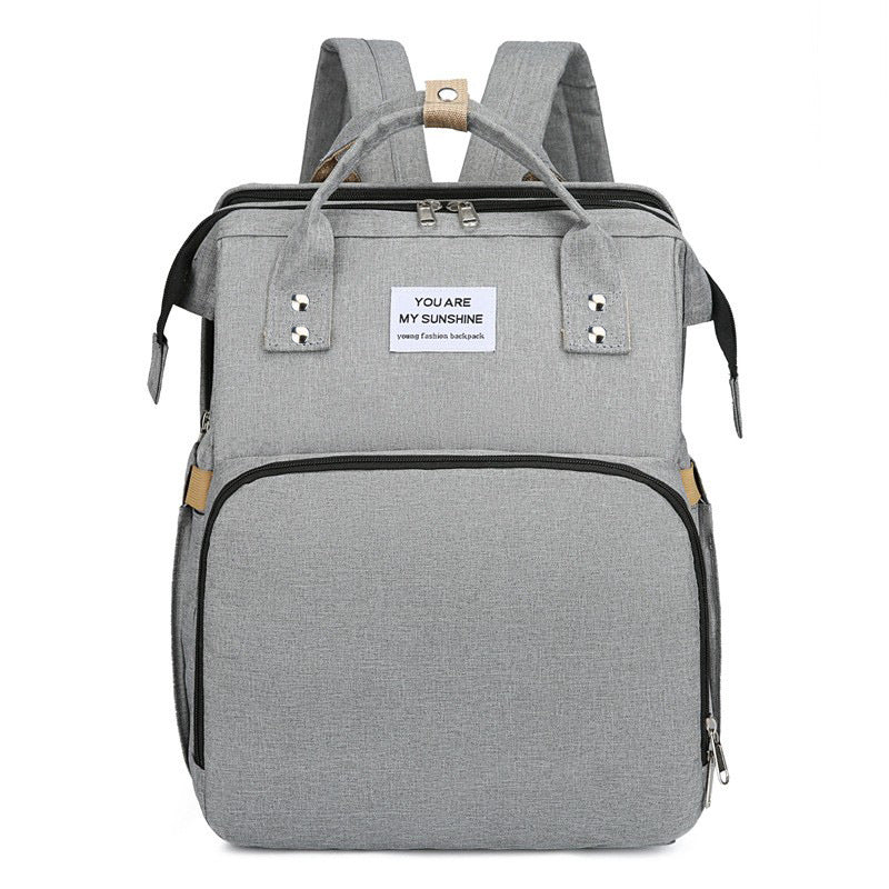 Multifunctional Mommy Backpack with Baby Crib Large Capacity Waterproof Diaper Bag