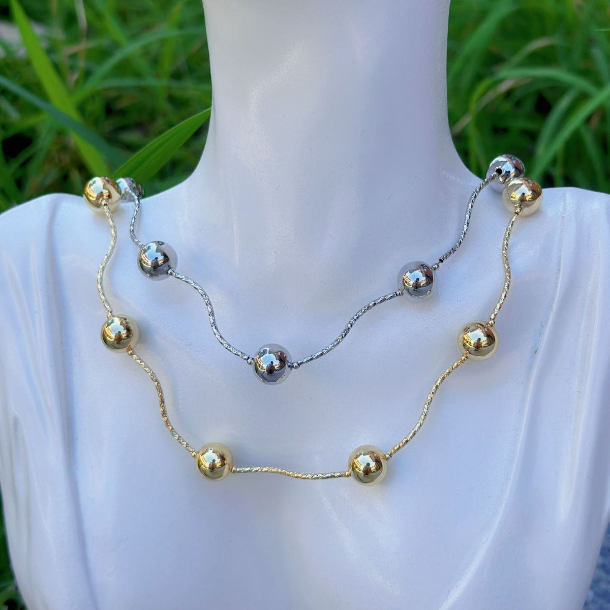 Geometric Bead Copper Plated Necklace