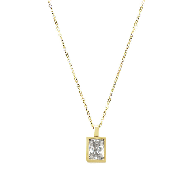 Emerald Square Zircon Necklace