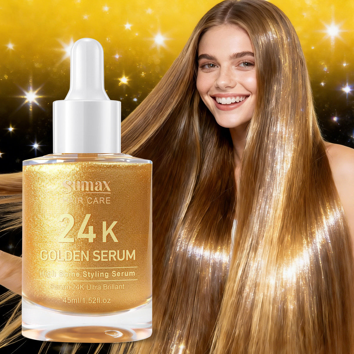 45ml Cylindrical Bottle 24K Hair Care Essence