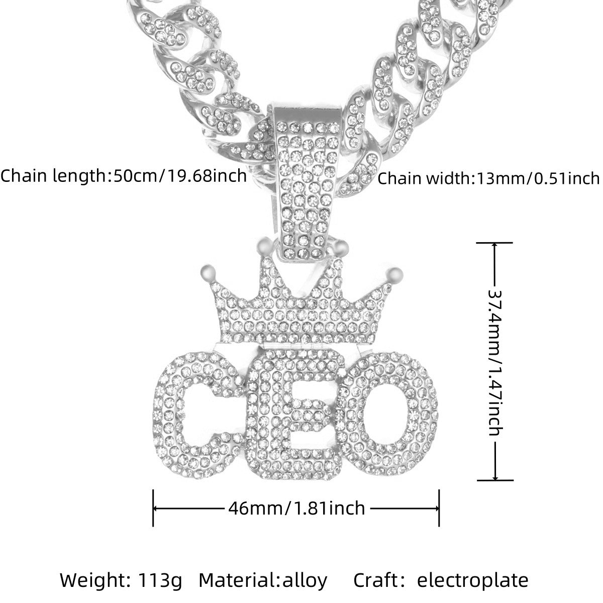 Cuban chain necklace pendant