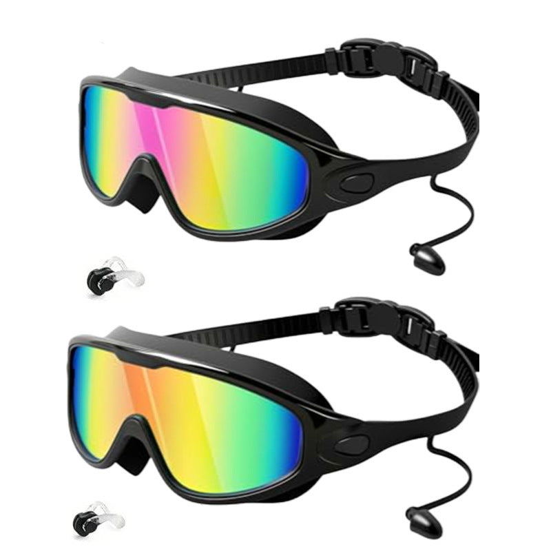 Large Frame Anti-Fog Swimming Goggles with Earplugs