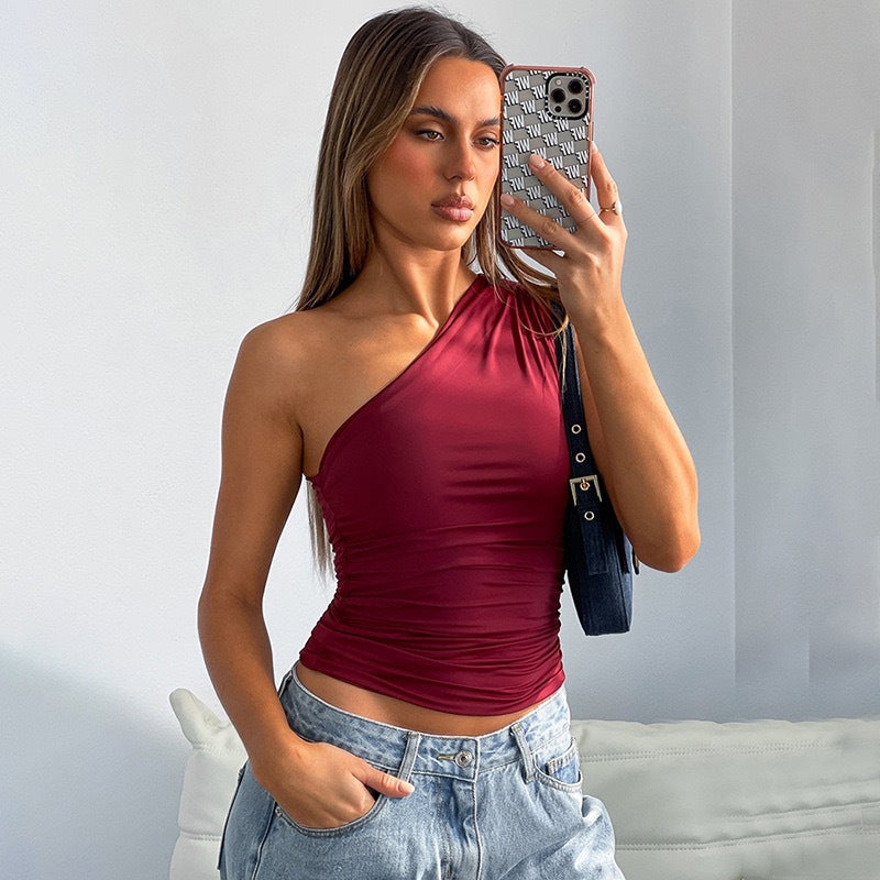 Womens Slanted Shoulder Slim Vest