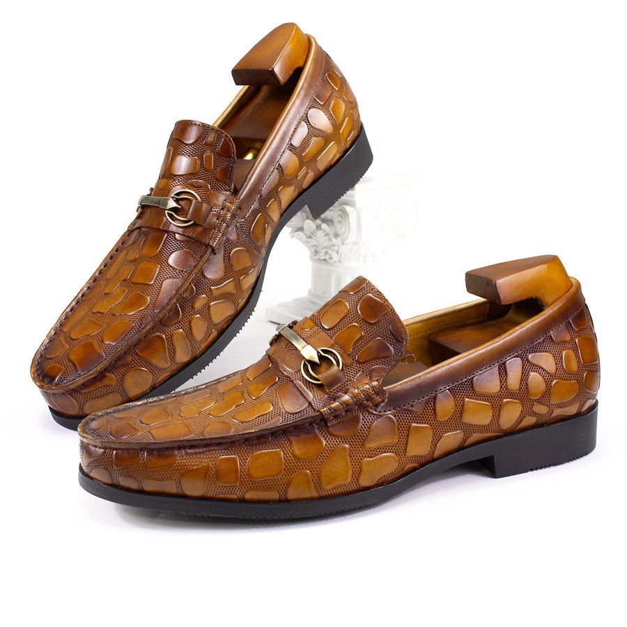 Men's Business Casual Loafers with Crocodile Pattern
