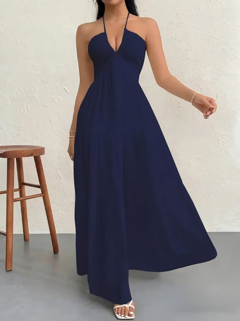 Women's Strapless Halter Dress with Back Detail