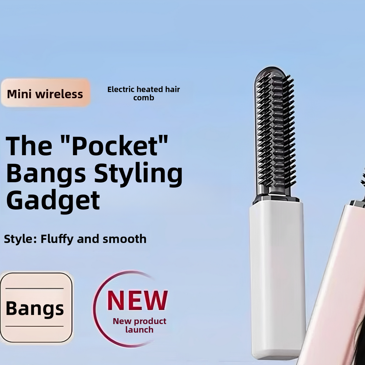 Mini Wireless Portable Hair Straightener Comb with Titanium Tourmaline Coating for Travel and Daily Styling