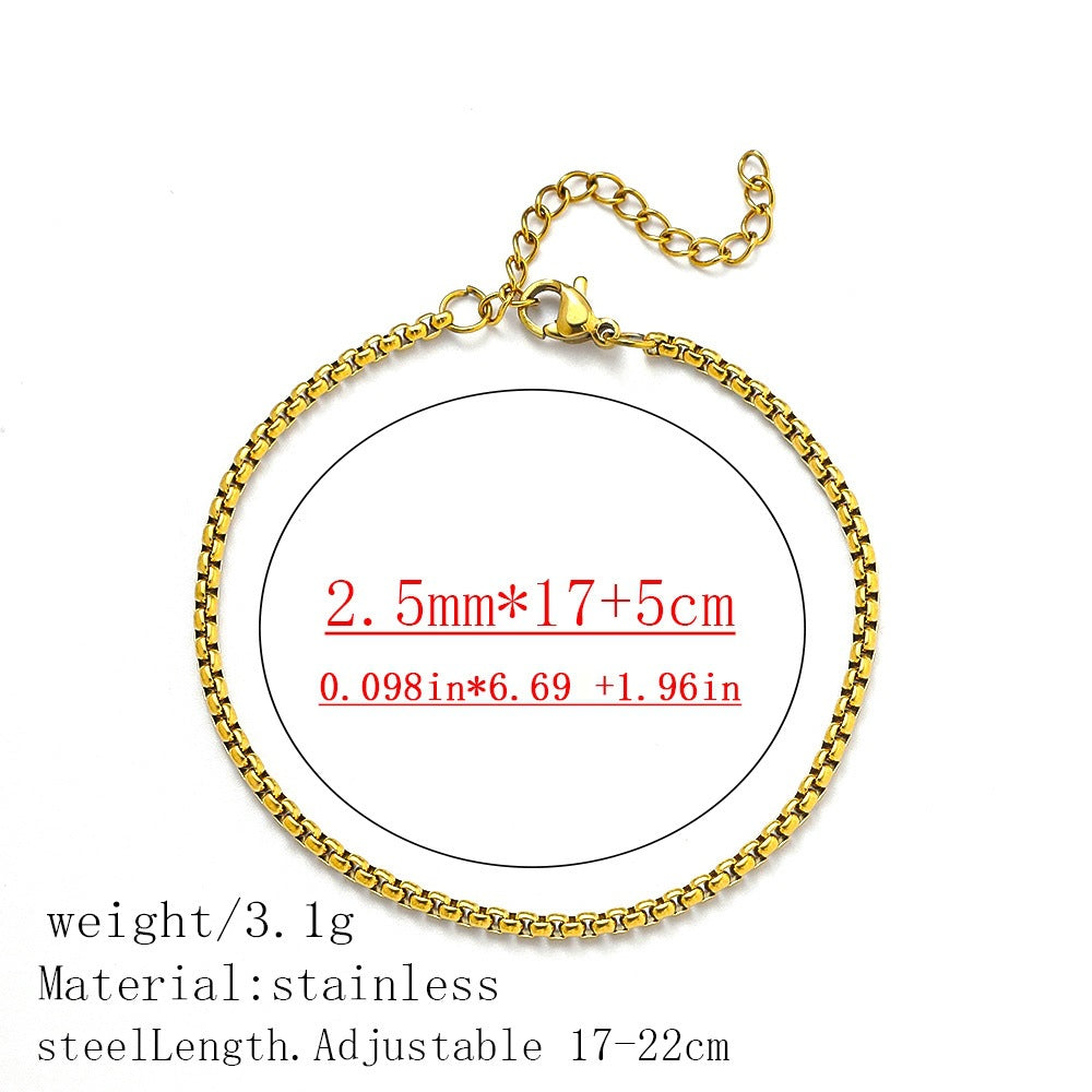 316L Titanium Steel Bracelet Waterproof Hypoallergenic Gold Plated Chain Jewelry for Men Women Unisex Fashion Accessories