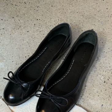 Vintage French Ballet Oil-Waxed Leather Bow Flat Shoes