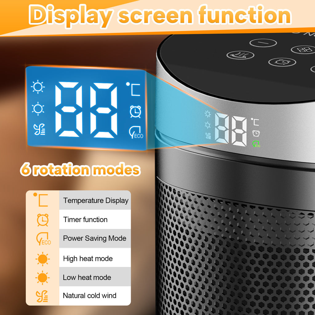 Desktop Electric Heater with Touch Screen and Remote Control