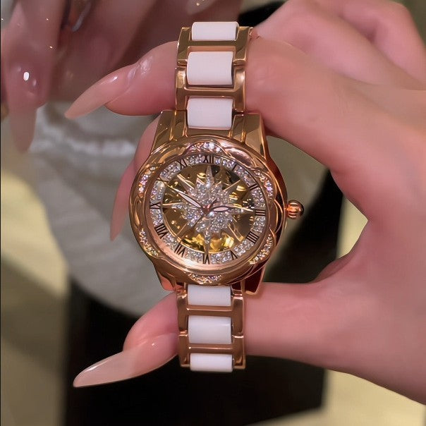 Sunflower Hollow Ceramic Ladies Watch