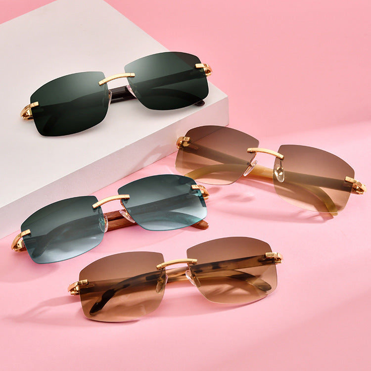 Black Horn Metal Frame Sunglasses
