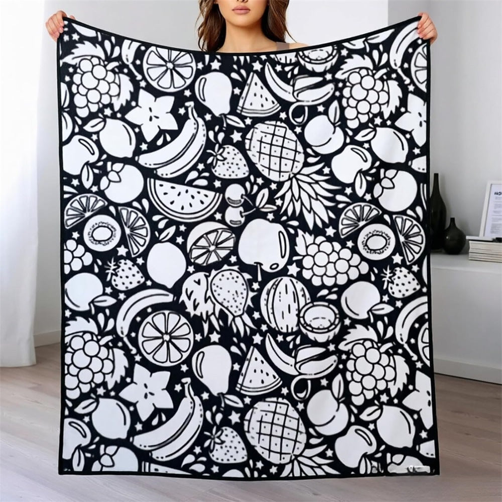 Black and white line-drawn graffiti rug