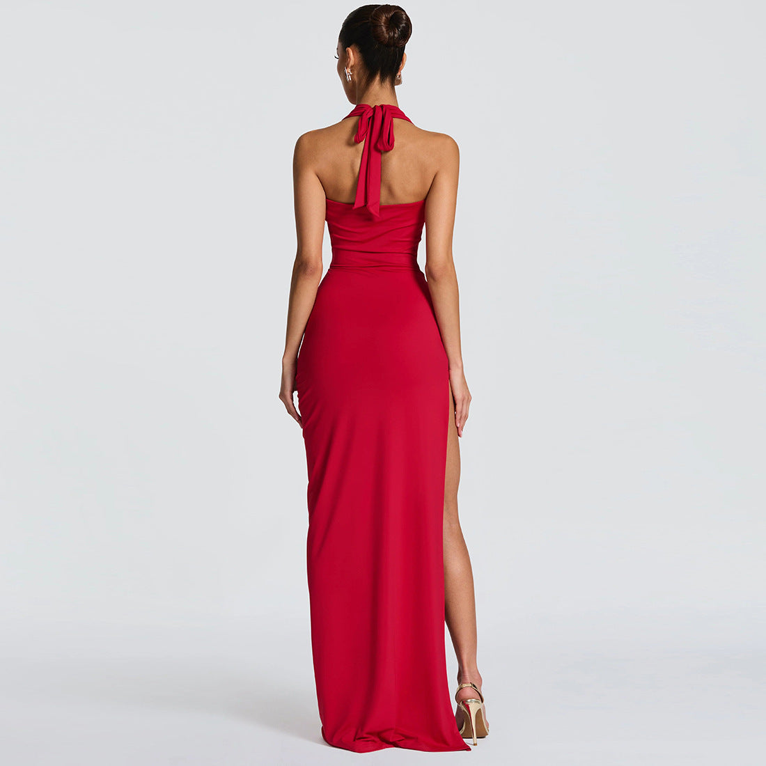 Deep V-Neck Backless Bodycon Dress