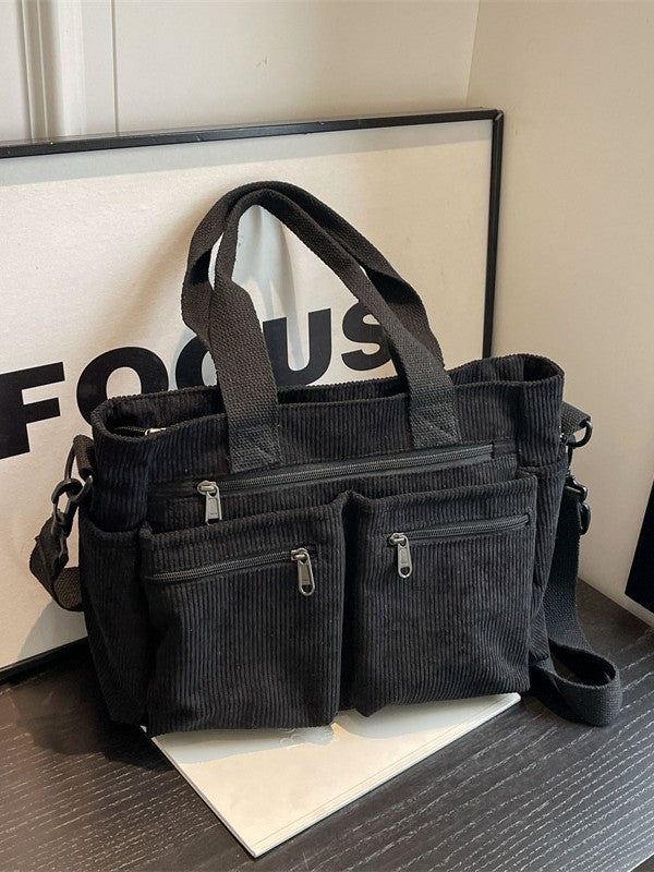Large-capacity pile fabric shoulder bag for traveling