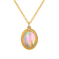 Natural Mother-of-Pearl Oval Titanium Steel Necklace