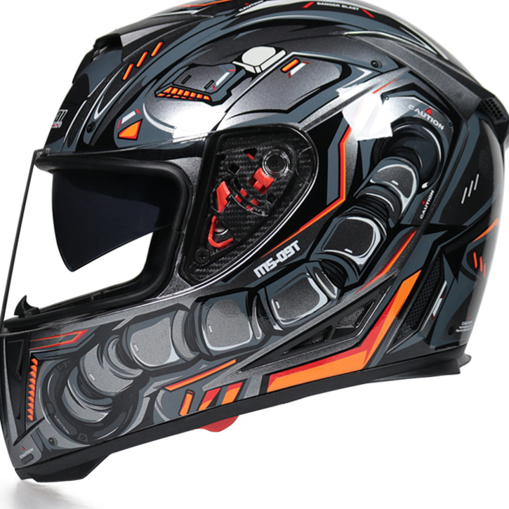 Full face bicycle helmet with dual lens