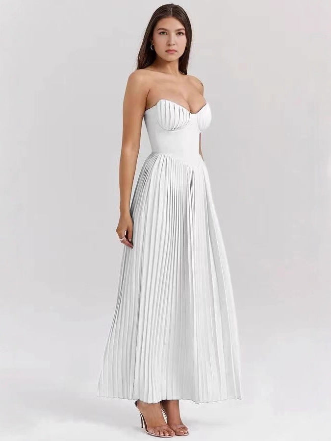 Off-Shoulder Backless Ruched High-Waist Long Dress